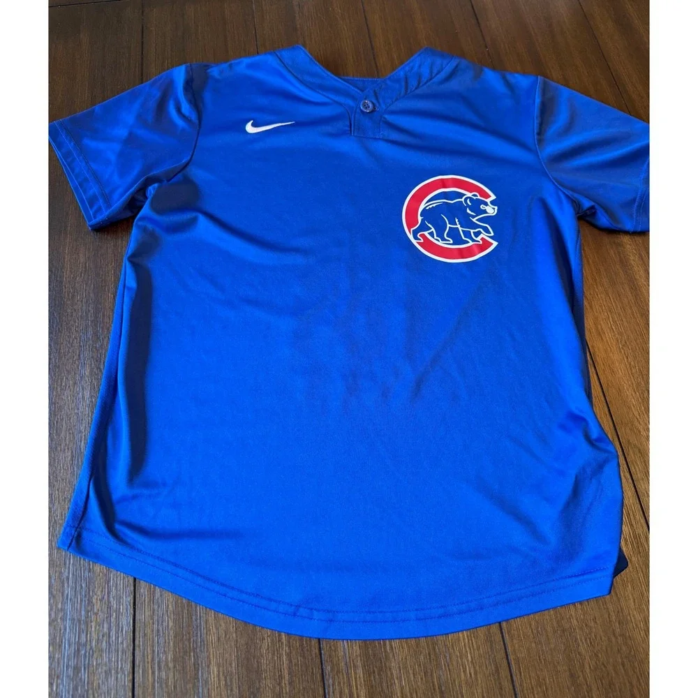 Nike Chicago Cubs Youth Jersey Blue Henley Shirt Number 6 Kids Medium M1011459